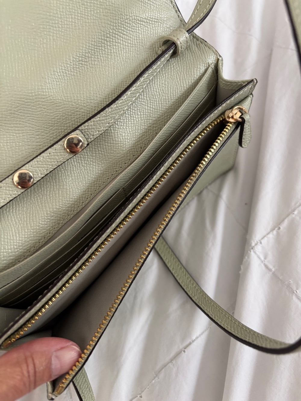Coach Green Ombre Pebbled Leather Crossbody with Gold Logo - Picture 3 of 8
